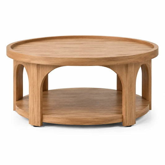 Mesa de centro de contorno redondeado, marrón - roundtablehaven
