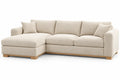 Sofá esquinero tapizado con patas elevadas, beige