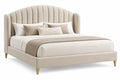 Estructura de cama con cabecero de contorno redondeado, beige