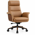 Silla de oficina con ruedas con respaldo alto, marrón y negro